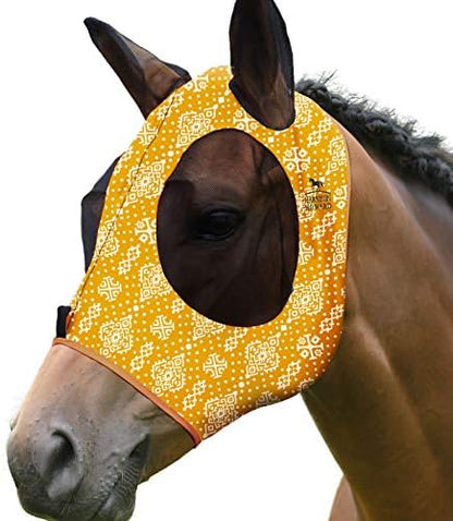 Harrison Howard Super Comfort Stretchy Fitting Horse Fly Mask with UV Protection Soft on Skin with Breathability Floral Retro Pony