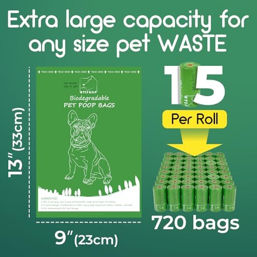 ATIFBOP Biodegradable Dog Poop Bags 720 Count, 48 Rolls Unscented