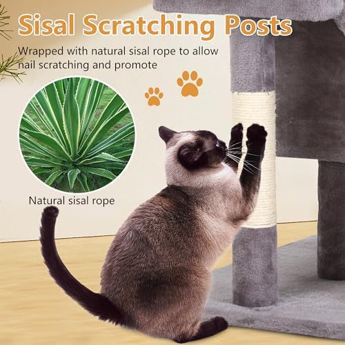 FDW | 36" Cat Tree Tower | Ashy | Sturdy Multi-Level Cat Tree