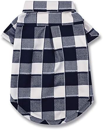 Dog Plaid Shirt for Large Dogs Snap Collared T-Shirt Clothes Blue#1-4XL