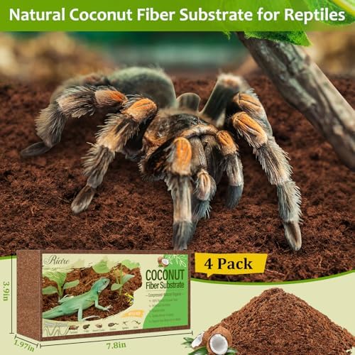 Riare 4 Pack Natural Coconut Fiber Substrate, Coco Coir Reptile Bedding
