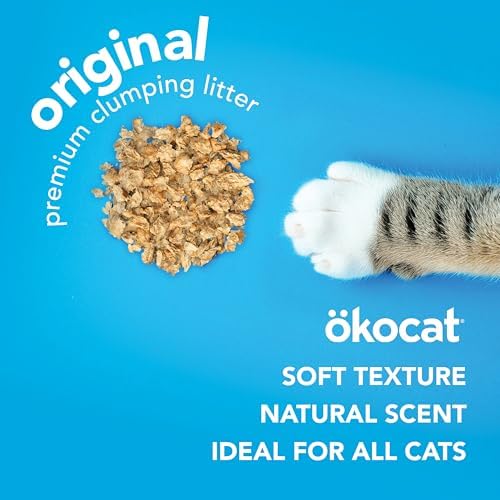 ökocat Original Wood Clumping Cat Litter, Unscented, 12.6 Pounds - Natural Ingredients, Stops Odor, Clumps Solid, 99% Dust Free, Lightweight Litter, Great for All Cats