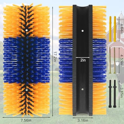Livestock Scratching Brush Goat Scratcher Full Massage Grooming Brush with 4 Screws for Cattle, Sheep, Horses, Pigs