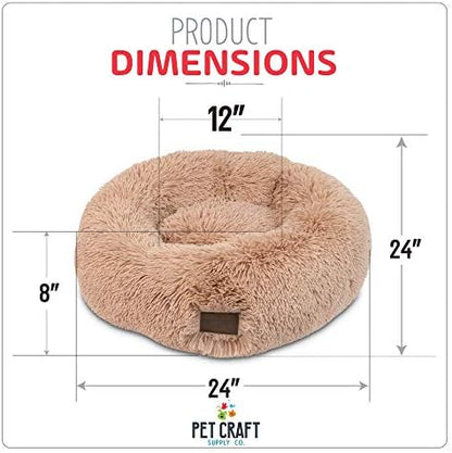 Pet Craft Supply Ultra Plush Calming Anti-Anxiety Pet Bed - Includes Super Soft Comfort Blanket - Great Medium Dog, Puppy and Cat Bed