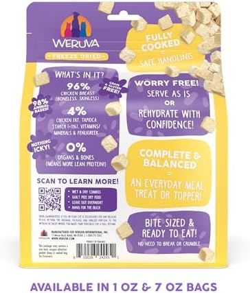 Weruva Cat Freeze Dried, Paw Lickin' Chicken with Chicken Breast, 7oz Bag