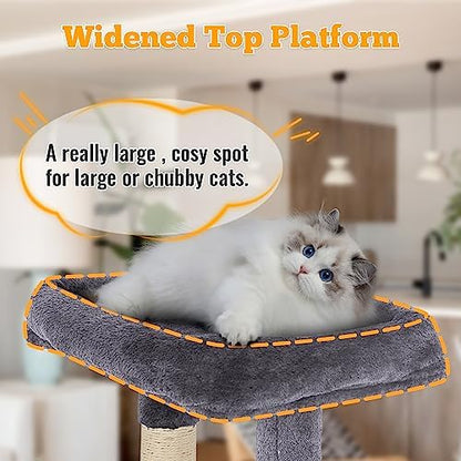 FDW 37.8" Cat Tree Tower | Light Gray | Multi-Level Indoor Activity Center
