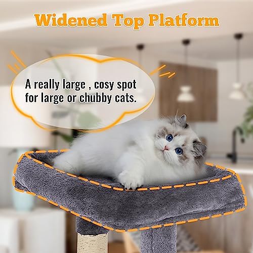 FDW 37.8" Cat Tree Tower | Light Gray | Multi-Level Indoor Activity Center