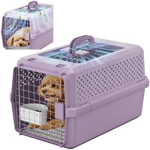 RIZZARI Purple Pet Carrier: Airline Approved Dog Crate Travel Kennel