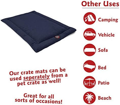 Majestic Pet Dog Crate Mat - Machine Washable Soft Plush Pet Bed Pad for Crates & Kennels | USA Crafted | 42"x26" Villa Navy