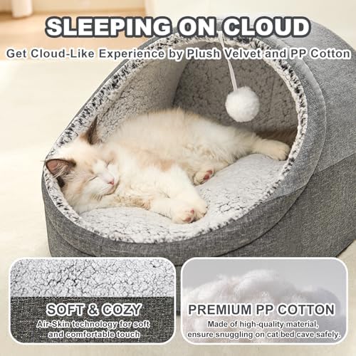 Cute Cat Beds for Indoor Cats, Cat Cave Bed for Kittens,Large Cat Cave