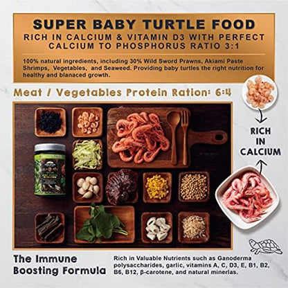 Ultra Fresh Floating Baby Turtle Food, All Natural Ingredients, Wild Sword Prawn, Calcium Vitamin D Enriched for Picky Aquatic Baby Turtles, Baby Turtle Nutri Stick 15 oz