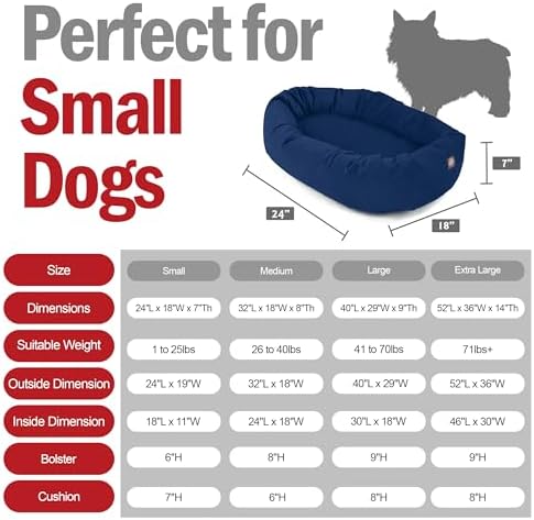 Majestic Pet Suede Shredded Memory Foam Mix Calming Dog Bed Washable - Cozy Soft Round Dog Bed with Spine for Head Support - Fluffy Donut Dog Bed, 24 Inch, Navy