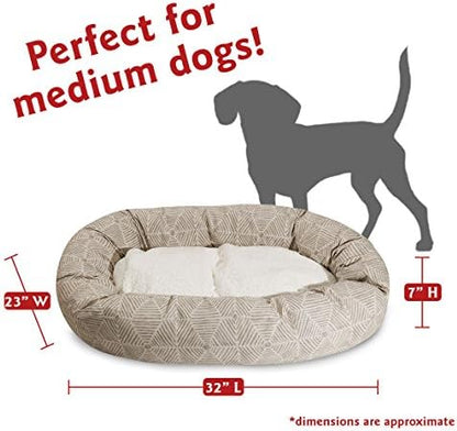 Majestic Pet 32" Charlie Beige Metallic Sherpa Bagel Bed