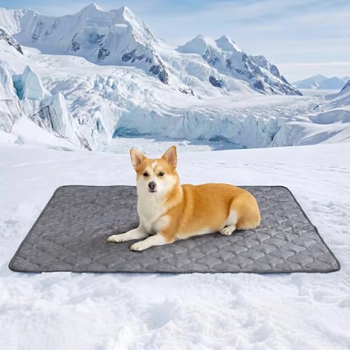 Cozy Bliss Deluxe Leakproof Cooling Blanket for Large Dogs Q-Max 0.5, Soft & Durable Washable Pet Cooling Mat for Hot Weather, Livingroom, Couch & Bed Protector for Cats, Charcoal Grey, 40"x60"