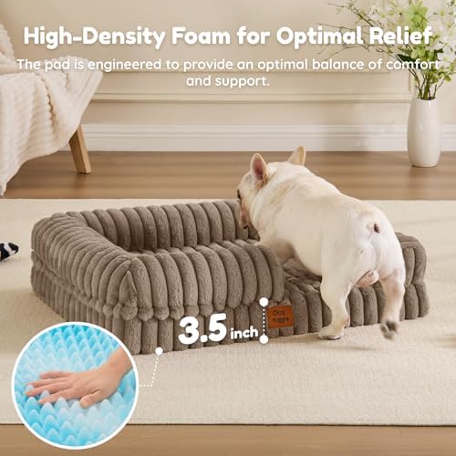 ChiXnuggle Faux Fur Orthopedic Dog Bolster Bed, Waterproof Washable Cover