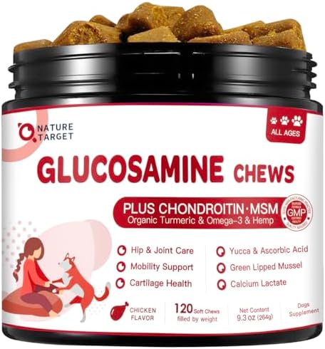 NATURE TARGET Glucosamine for Dogs, 120 Soft Chews, Chicken Flavor