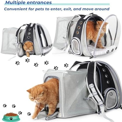 Lollimeow Expandable Cat Backpack Carrier for Large Cats & Small Dogs - Airline Approved Pet Bubble Backpack with Dual-Side Expansion, Perfect for Travel, Hiking & Outdoor Adventures, Up to 16lbs