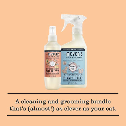 Mrs. MEYER'S Clean Day Cat Care Kit, includes Cat Deodorizing Spritz - White Peach and Pet Stain & Odor Fighter - Coconut Leaf