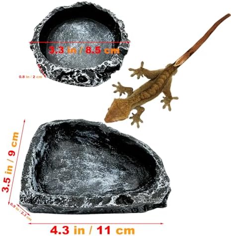 Reptile Water Dish Food Bowl, 3 Pack Reptile Feeding Bowls for Bearded Dragon Lizard Frog Gecko Tortoise Hermit Crab Snail (Black)