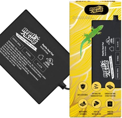 Reptile Heat Pad, 6" X 8" 8W, Heating Pad for Reptile Tank, Lizard, Snake, Bearded Dragon, Hermit Crab, Leopard Geckos Terrarium Heating Mat, Safe & Durable Heat Pad for Reptiles