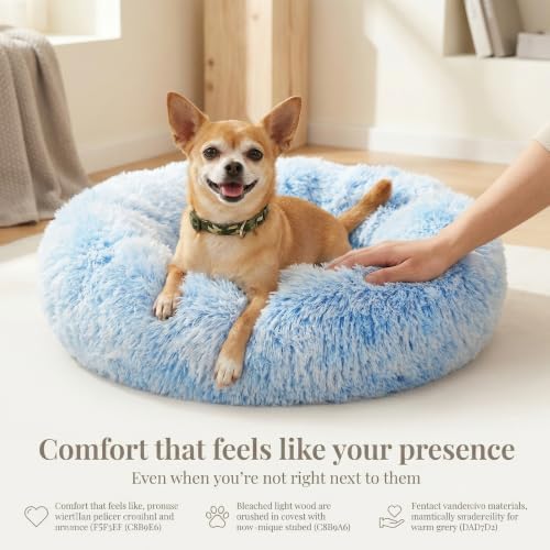 nononfish Soft Plush Dog Bed for Small Dogs,Cozy Calming Pet Bed