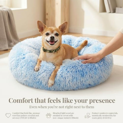 nononfish Soft Plush Dog Bed for Small Dogs,Cozy Calming Pet Bed