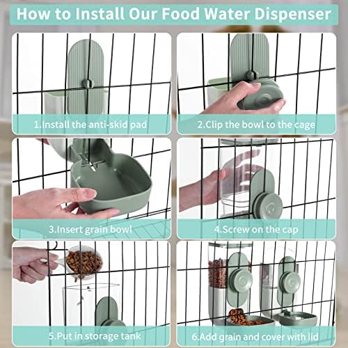 Lemtrflo Rabbit Feeder, Bunny Water Bottle Dispenser, Pet Cage Food Bowl