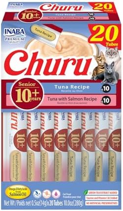 INABA Churu Senior Lickable Cat Treats, Tuna Variety, 20ct