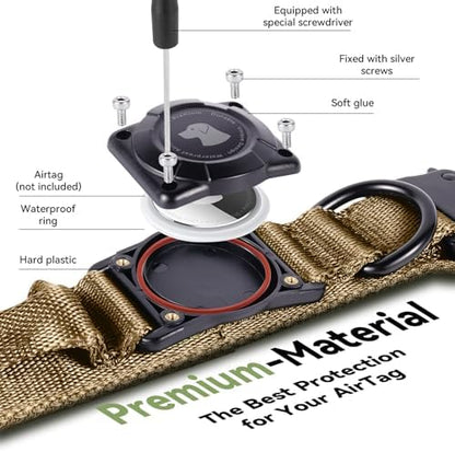 2026 Upgrade Waterproof Tactical AirTag Dog Collar, Built in AirTag Holder