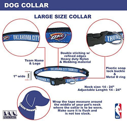 Pets First NBA PET Collar OKLAHOMA CITY THUNDER Dog Collar, Size Large Basketball Team Collar for Dogs & Cats. A Shiny & Colorful Dog & Cat Collar Licensed by the NBA