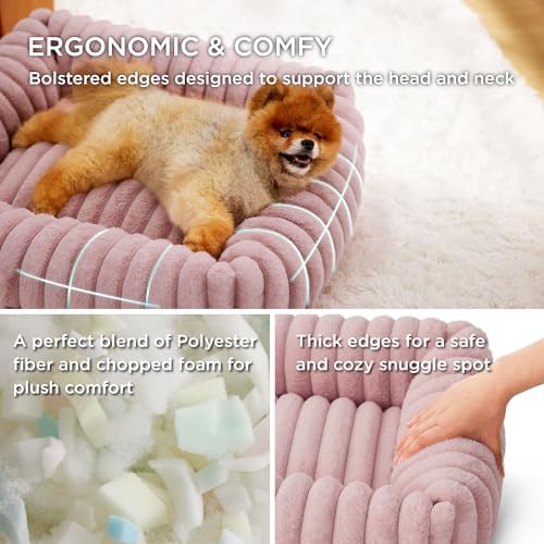 Bedsure ComfyFleece™ Dog Bed Medium Large Size Dog Washable，30in Blush Pink