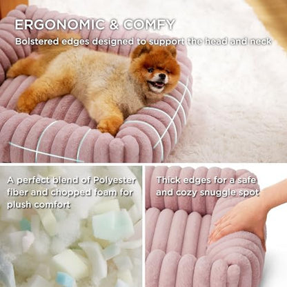 Bedsure ComfyFleece™ Dog Bed Medium Large Size Dog Washable，30in Blush Pink
