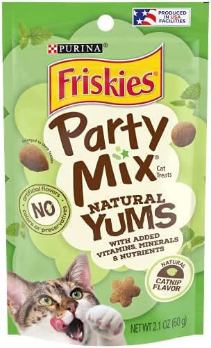 Friskies Purina Party Mix Natural YUMS Cat Treats, Catnip, (10) 2.1 oz