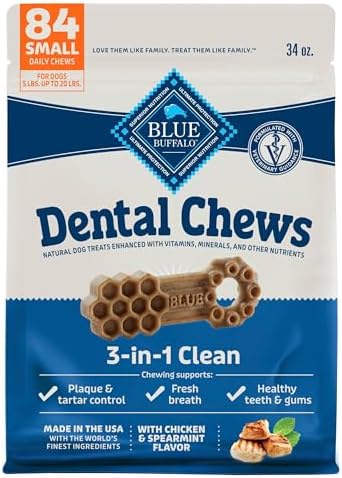 Blue Buffalo Chicken & Spearmint Small Dental Chews, 34 oz, 84 ct