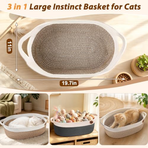 SZEE 2 Pack Stimulicat Handwoven Cat Basket, Large Instinct Cat Bed Baskets