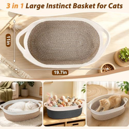 SZEE 2 Pack Stimulicat Handwoven Cat Basket, Large Instinct Cat Bed Baskets