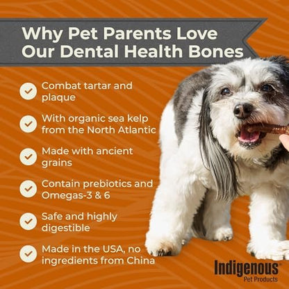 Indigenous Pet Dental Health Bones Regular 2 Pack – Smoked Bacon (17 Ounce x 2) | Grain-Free Dog Chews with Prebiotics & Omegas | Freshens Breath, Supports Digestive, Skin & Coat Health |