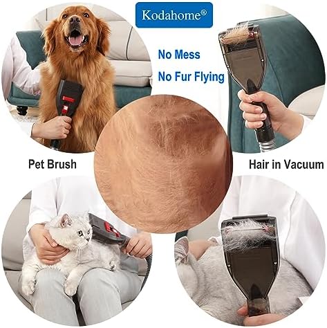 Dog Brush Vacuum Attachment with 1"-1.75" Universal Adapters for Vacuum Cleaners, Pet Hair Shedding Grooming Tool Kit with Long Extension Hose