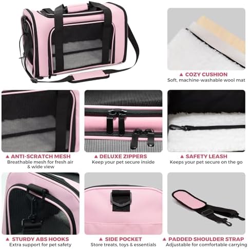 Soft-Sided Cat Carrier 20x13x13 in Expandable Travel Pet Bag 22LBS