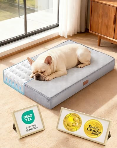 OhGeni Orthopedic Waterproof Medium Dog Bed, Memory Foam, 30 inch(Gray)