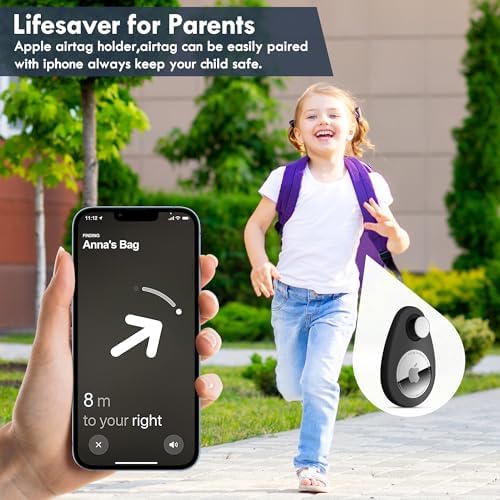 for Airtag Holder for Kids Hidden 2 Pack GPS Tracker Case, Anti-Removal Sercutiry Air Tag Case with Pins, GPS Cover Suitable for Children, Elderly, Pets, Backpack, Luggage (Blue&Black)