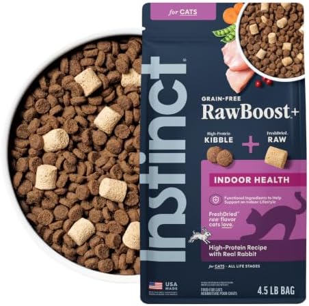 Instinct Raw Boost Indoor Health, Natural Dry Cat Food with Freeze Dried Pieces, Grain Free Recipe - Real Rabbit, 4.5 lb. Bag