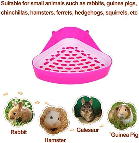kathson Triangle Potty Trainer Corner Bunny Toilet Guinea Pig Litter Bedding Plastic Box Pet Pan for Rabbit Chinchilla Hamster Ferret Small Animal(Pink)