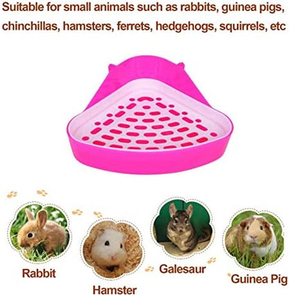 kathson Triangle Potty Trainer Corner Bunny Toilet Guinea Pig Litter Bedding Plastic Box Pet Pan for Rabbit Chinchilla Hamster Ferret Small Animal(Pink)