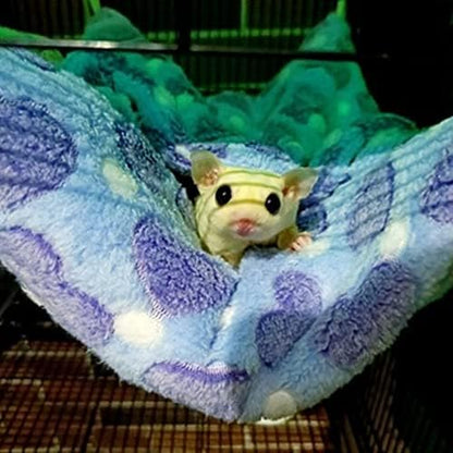 ISMARTEN Small Animal Hanging Hammock, Pet Hanging Nap Sack Sleep Bag Bed, Cage Hammock Beds for Ferret Guinea-Pig Sugar Glider Hamster Rat Mice Chinchilla Flying Gerbil and Squirrel (Purple)