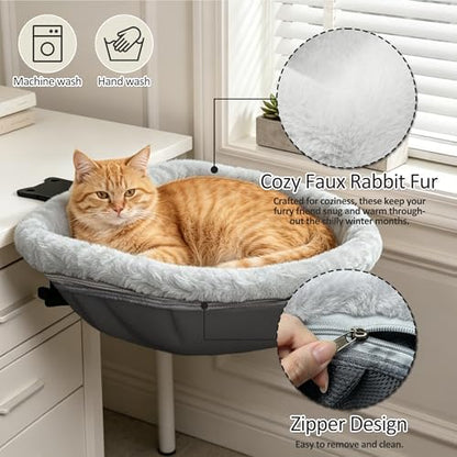 Cat Desk Bed, Desk Mounted Cat Hammock with Steel Clamp
