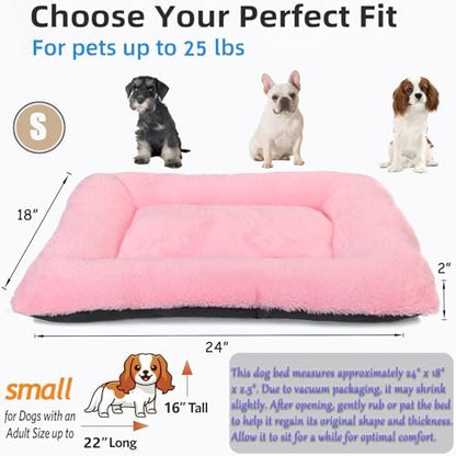 Puppy Crate Beds for Small Dogs and Cats Ultra Soft 24x18 Dog Bed for Crate Washable Cute Kennel Pad Cushion Anti-Slip for Pet Cozy Sleeping Mat 24 Inch,Pink