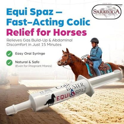 Fast Acting Horse Colic Relief – 15 Minute Natural Gas & Spasmodic Support – Oral Equine Digestive Comfort Syringe – Safe for Pregnant Mares – Essential Barn First Aid