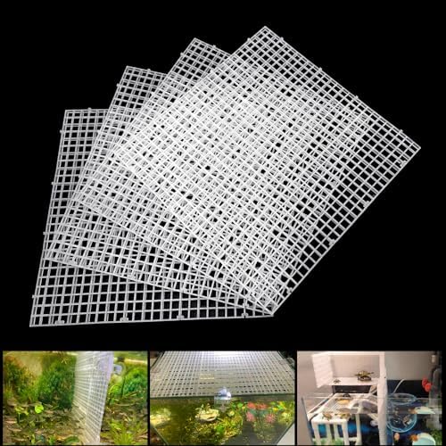 Adjustable Aquarium Fish Tank Divider Filter Bottom Plastic Grid Fish Tank Isolation Board Egg Crate Tray(White, 4pcs 11.8X11.8Inch with 0.35Inch Hole)