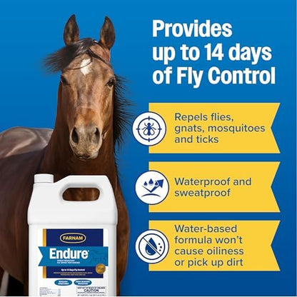 Farnam Endure Fly Spray for Horses, Lasting Fly Repellent, 128 oz Refill